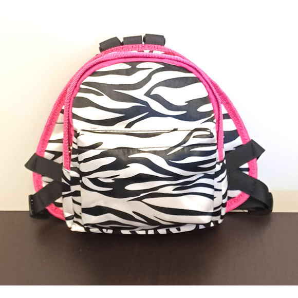 NEW Mini Backpack  Zebra Print with Hot Pink Trim - Picture 1 of 5